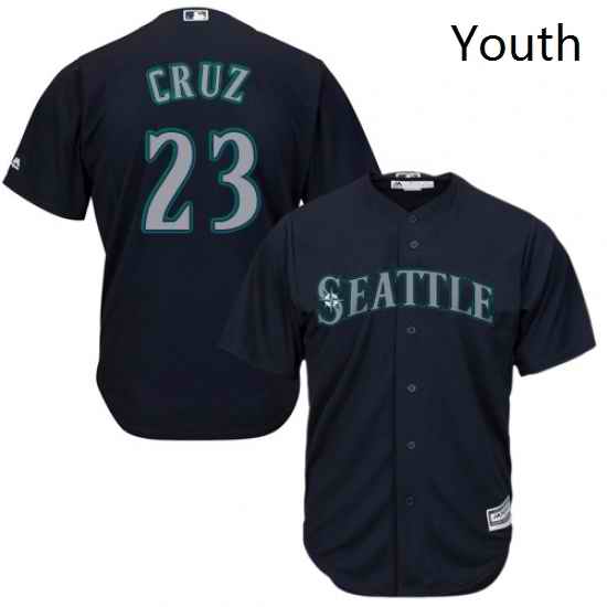 Youth Majestic Seattle Mariners 23 Nelson Cruz Authentic Navy Blue Alternate 2 Cool Base MLB Jersey